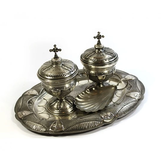 Servizio Da Battesimo Modello Cesellato Piatto 31x24 Cm