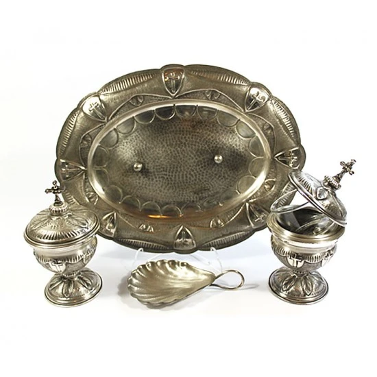 Servizio Da Battesimo Modello Cesellato Piatto 31x24 Cm - immagine 2