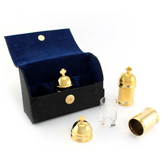 Astuccio Con 3 Vasetti Per Oli In Ottone Dorato - immagine 3