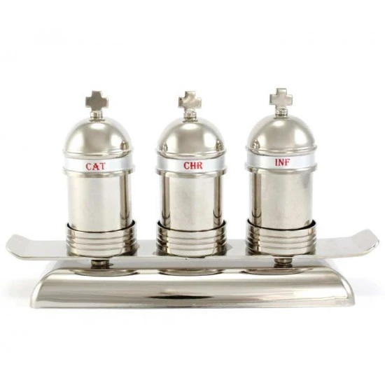 Astuccio 3 Vasetti Per Oli In Ottone E Vassoio - immagine 2