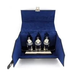 Astuccio 3 Vasetti Per Oli In Ottone E Vassoio