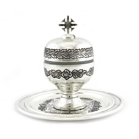 Vasetto Oli Santi Metallo Argentato Catecumeni 12x6,5 Cm - immagine 2