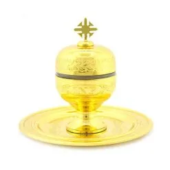 Vasetto Oli Santi Metallo Dorato Infermi 12x6,5 Cm