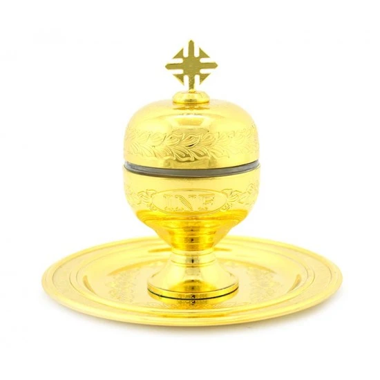 Vasetto Oli Santi Metallo Dorato Infermi 12x6,5 Cm