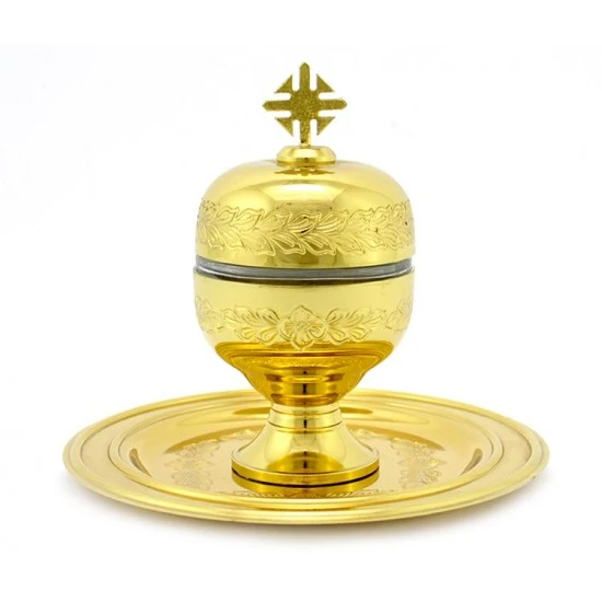 Vasetto Oli Santi Metallo Dorato Infermi 12x6,5 Cm - immagine 2