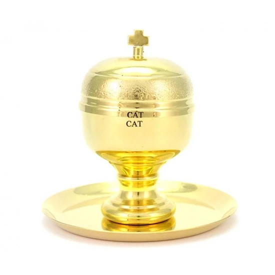 Vasetto Oli Santi Metallo Dorato Catecumeni 7x11 Cm