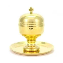 Vasetto Oli Santi Metallo Dorato Crisma 7x11 Cm