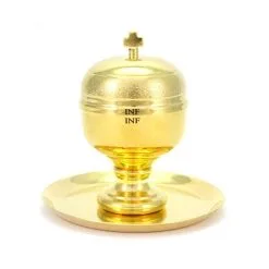 Vasetto Oli Santi Metallo Dorato Infermi 7x11 Cm