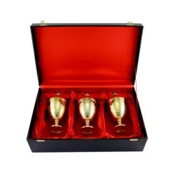 Servizio Oli Santi Ottone Dorato Cesellato 20 Cm