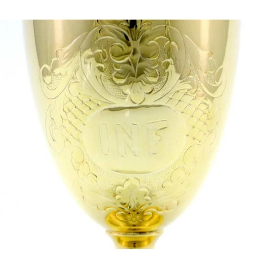 Servizio Oli Santi Ottone Dorato Cesellato 20 Cm - immagine 6