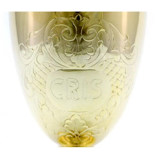 Servizio Oli Santi Ottone Dorato Cesellato 20 Cm - immagine 8