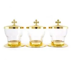 Servizio 3 Vasetti Per Oli Santi Con Astuccio 9 Cm