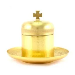 Vasetto Oli Santi Catecumeni Piattino Inglobato 8,5 Cm