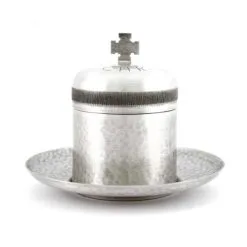 Vasetto Oli Santi Crisma Con Piattino Inglobato 8,5 Cm