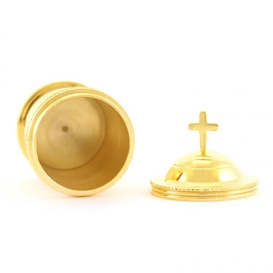 Astuccio Con 3 Vasetti Per Oli In Ottone Dorato 6 Cm - immagine 4