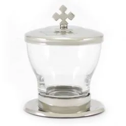 Vasetto In Vetro E Metallo Olio Catecumeni 9,5 Cm