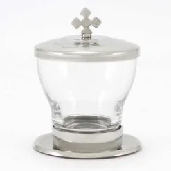 Vasetto In Vetro E Metallo Olio Crisma 9,5 Cm