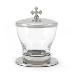 Vasetto In Vetro E Metallo Olio Infermi 9,5 Cm