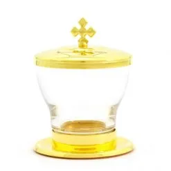 Vasetto In Vetro E Metallo Dorato Olio Catecumeni 9,5 Cm