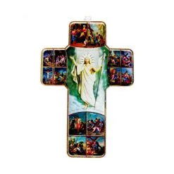 Croce Gesù Risorto E Via Crucis In Plexiglass 11x7,5 Cm