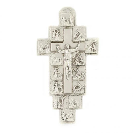 Crocifisso Via Crucis In Metallo Sagomato 13 Cm