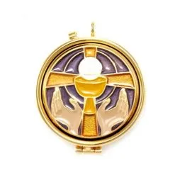 Teca Eucaristica Calice Tra Le Mani Diametro 5,4 Cm