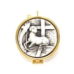 Teca Eucaristica Agnello E Croce Diametro 5,4 Cm