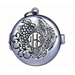 Teca Eucaristica Ihs Spighe Uva Argento 800°° Diametro 5 Cm
