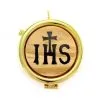 Teca Eucaristica In Ulivo Con IHS Diametro 6 Cm