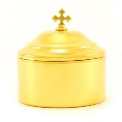 Scatola Porta Ostie In Ottone Dorato Diametro 9 Cm