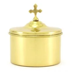 Scatola Porta Ostie In Metallo Dorato Diametro 9 Cm