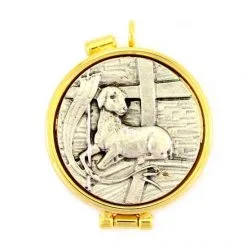 Teca Eucaristica Agnello E Croce Diametro 4 Cm