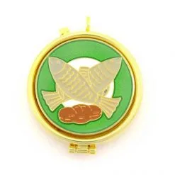 Teca Eucaristica Smalto Pane E Pesci Diametro 5,4 Cm