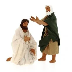 Scena Battesimo Di Gesù In Terracotta Vestita 13 Cm