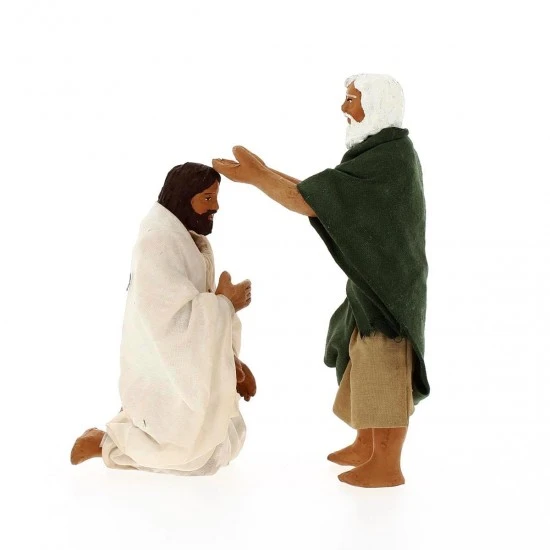 Scena Battesimo Di Gesù In Terracotta Vestita 13 Cm - immagine 2