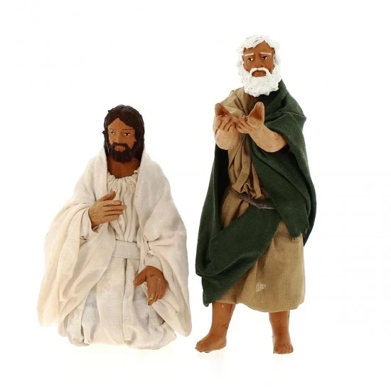 Scena Battesimo Di Gesù In Terracotta Vestita 13 Cm - immagine 3