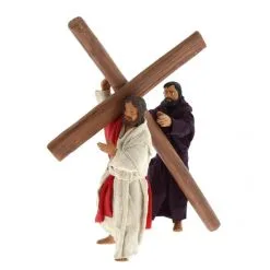 Scena Gesù Che Porta La Croce In Terracotta Vestita 13 Cm